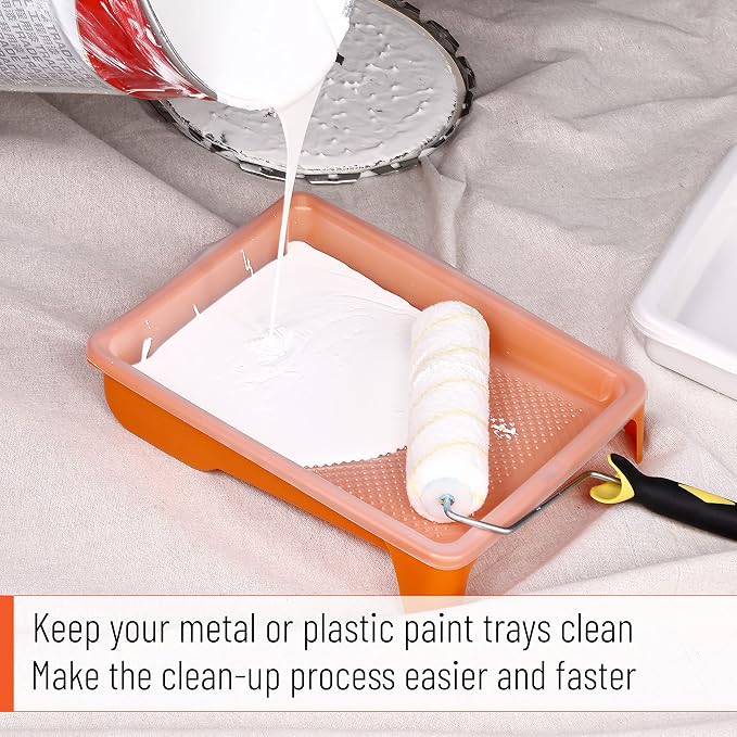 Bates- Paint Tray Liner, 9 Inch, 20 Pack, Paint Pans Trays, Plastic Paint Tray, Disposable Paint Tray, Paint Roller Tray, Paint Trays for Painting Walls, Roller Tray Liners, Paint Pan Liners