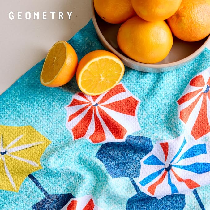 GEOMETRY Spring Kitchen Towels - Quick Dry Microfiber Cloth Spring & Summer Dish Towels for Kitchen Drying - Premium Quick Dry Towel - Blue Garden Wings, 18" x 30" - 1-Pack