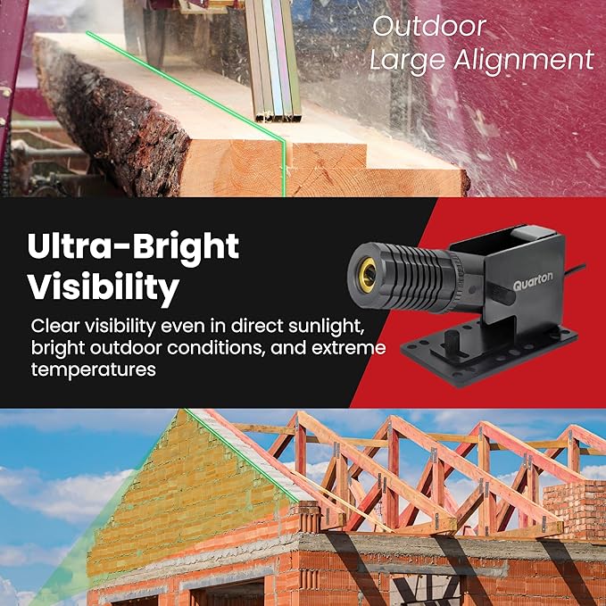 Laser Level ML-400 Green Line Generator for Outdoor Large-Scale Cutting, Measuring, Alignment, Visible in Direct Sunlight, Class 3R product, Waterproof, Built-in Wall Mount, Type-C Port