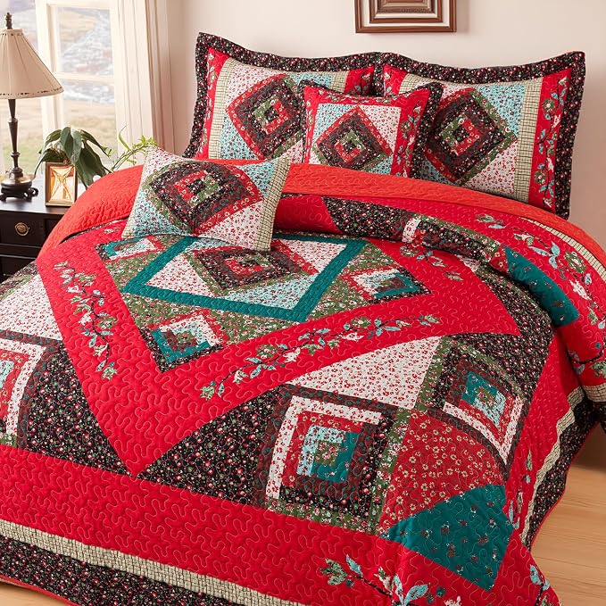 BEDIFANY California King Size Quilt Set - Cotton Bedspreads Oversized King for Bed - Lightweight Farmhouse King Quilt Bedding Sets for All Seasons, 3 Pieces