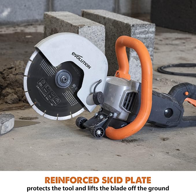 Evolution R230DCT | 9 in. Electric Concrete Saw | Diamond Masonry Blade Included | 15A Motor | 3-1/2" Cut Depth | No Gas, No Fumes | Circular Saw / Disc Cutter / Cut-Off Saw | Brick & Concrete