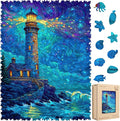 Leodozzio Wooden Puzzles for Adults 1000 Pieces, Lighthouse Wood Jigsaw Puzzle, 5mm Thick Unique Shaped Ocean Puzzle, Gift for Adults & Family Game, Home Wall Decor, 17.5x23.2 Inches