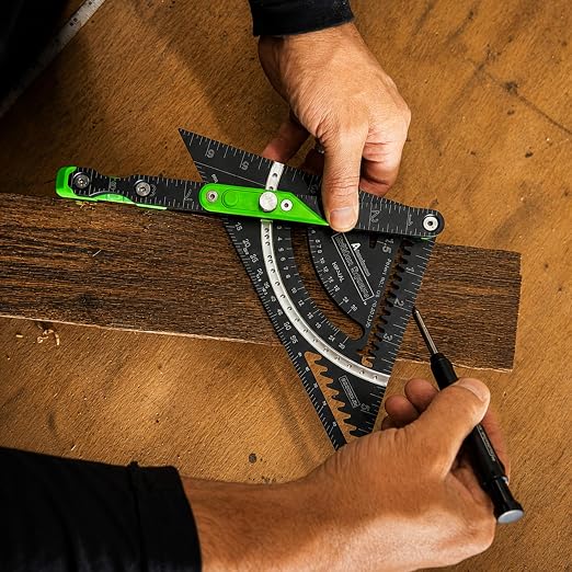 Britton Square® 7-Inch Rafter Square: Patented Locking Pivot Arm & Angle Finder | Precision Aluminum Rafter Square with 3 High-Visibility Levels | Professional Grade Woodworking & Framing Tool