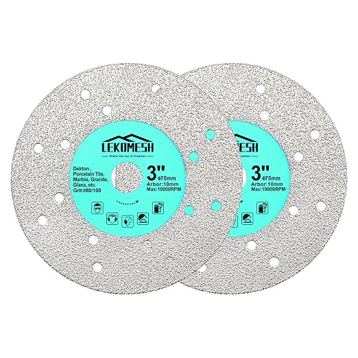 Rock Slab Grinding Disc - 3 inch Glass Cutter Disc (2pcs), Granite Cutting Blade, Diamond Grinder Wheel for Rock Slab, Stone, Tile, Marble, Granite, Glass Diamond Saw Blades