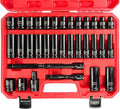 EACELIY 33pcs 1/2" Impact Socket Set (8-22mm), Metric Socket Set, Cr-V Steel, 6 Point Deep & Shallow Sockets, with 5" 10" Extension Bars and 1/2" Universal Joint