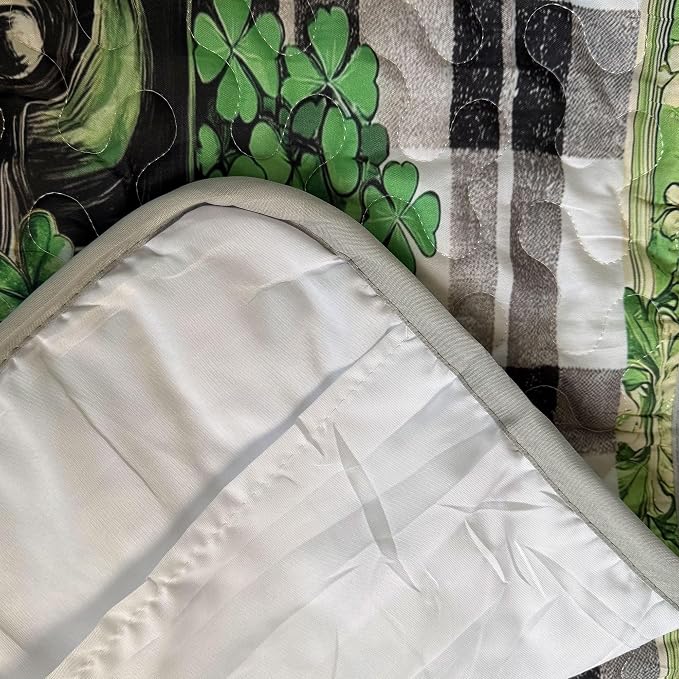 St. Patrick's Day Patchwork Quilt Set King Shamrock Car 3pcs Bedding Set with 2 Pillow Shams Soft Lightweight Coverlet Comforter Home Decor Gift for Boys (Shamrock Car, King(90"x104")) | Breathable