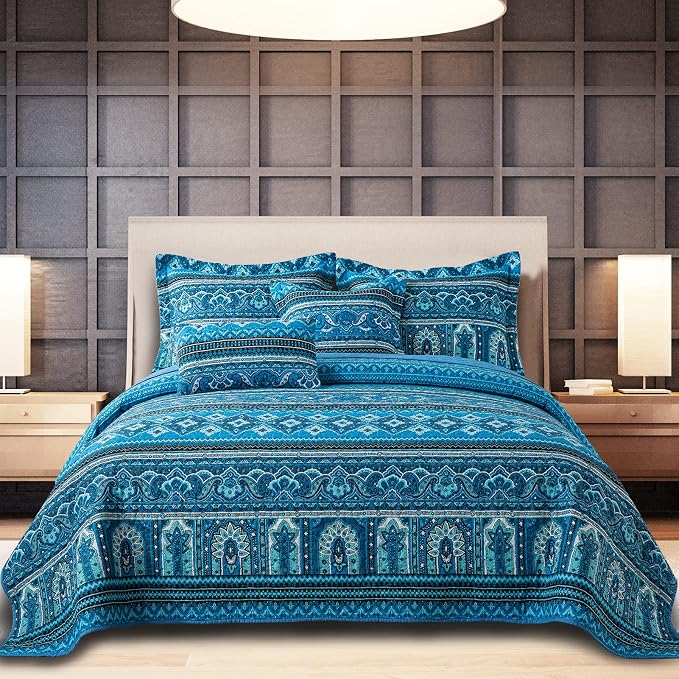 BEDIFANY Cotton California King Size Quilt Sets, Lightweight Overiszed King Bedspread Soft Quilted Reversible Boho Coverlets Set for Bed Decorations for All Seasons, 3 Pieces