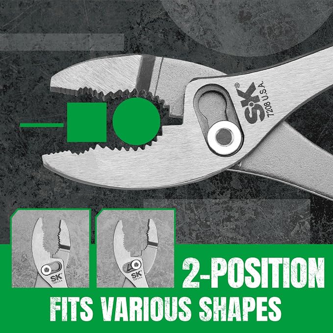 SK Tools USA 2-Piece Pliers Set, 6 & 8'' Slip Joint Pliers, 2-Jaw Position | Premium High Carbon Steel, Angled Teeth, Anti-Slip Padded Handle