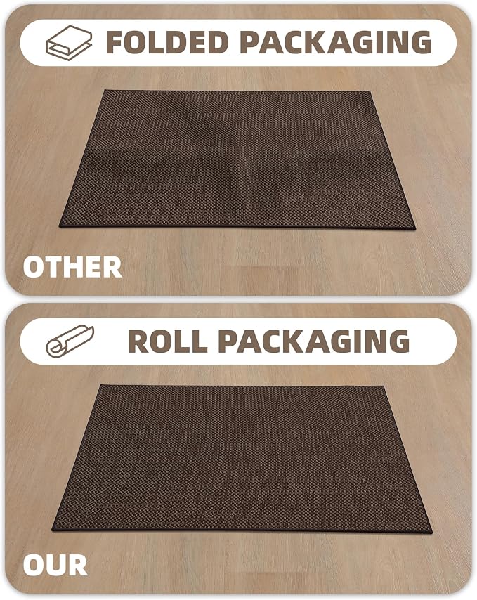 Color&Geometry Kitchen Rugs and Mats Non Slip Washable, Absorbent Woven Kitchen Runner Rug Easy to Clean Kitchen Floor Mats for in Front of Sink, Laundry Room, Hallway, 17”x59”, Brown