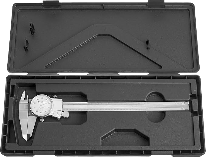 Mitutoyo 505-743J Dial Caliper, 0-8" Range, 0.001" Graduation, 0.1"/Rev, Smooth Dial Movement with Shock Protection, TiN Coated Sliding Surface for Wear Resistance, Lock Screw | 0.001" Graduation