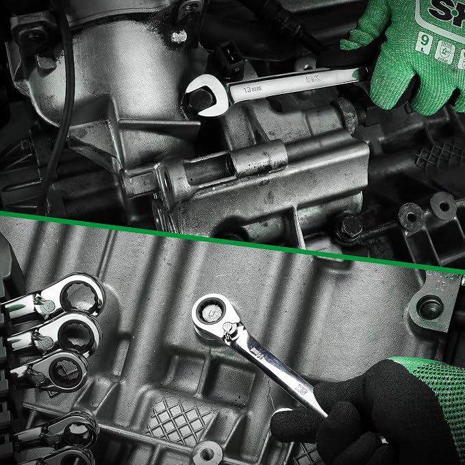 SK Reversible Ratcheting Combination Wrench Set, 8-Piece, Metric, 72-Tooth | Ratchet Wrenches Set, Chamfered Head Design, Premium CR-V Steel, with Rack Organizer