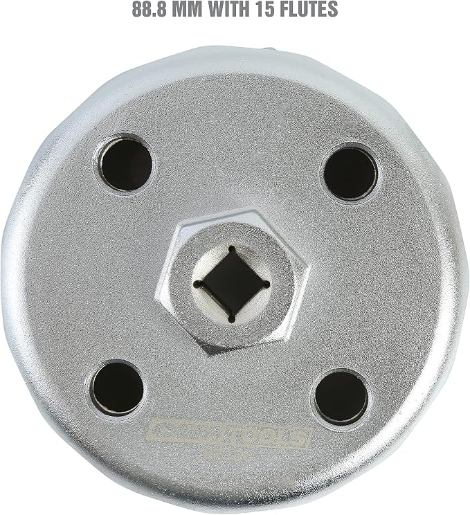 OEMTOOLS 87136 88.8MM 15 Flute Oil Filter Cap Wrench, Filter Puller for Hyundia and Kia Vehicles, 3/8 Inch Ratchet, 27MM socket, or 1/16 Inch Socket
