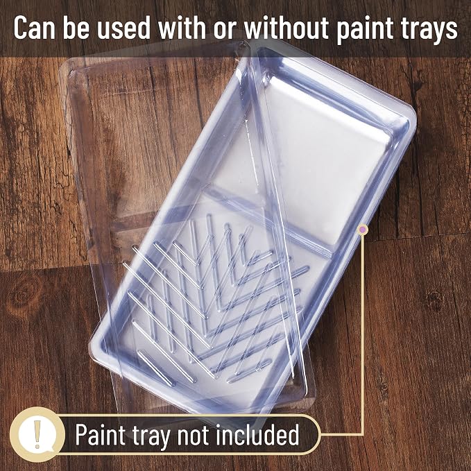 Bates- Paint Tray Liner, 4 Inch, 60 Pack, Clear, Plastic Disposable Paint Tray for Painting Walls