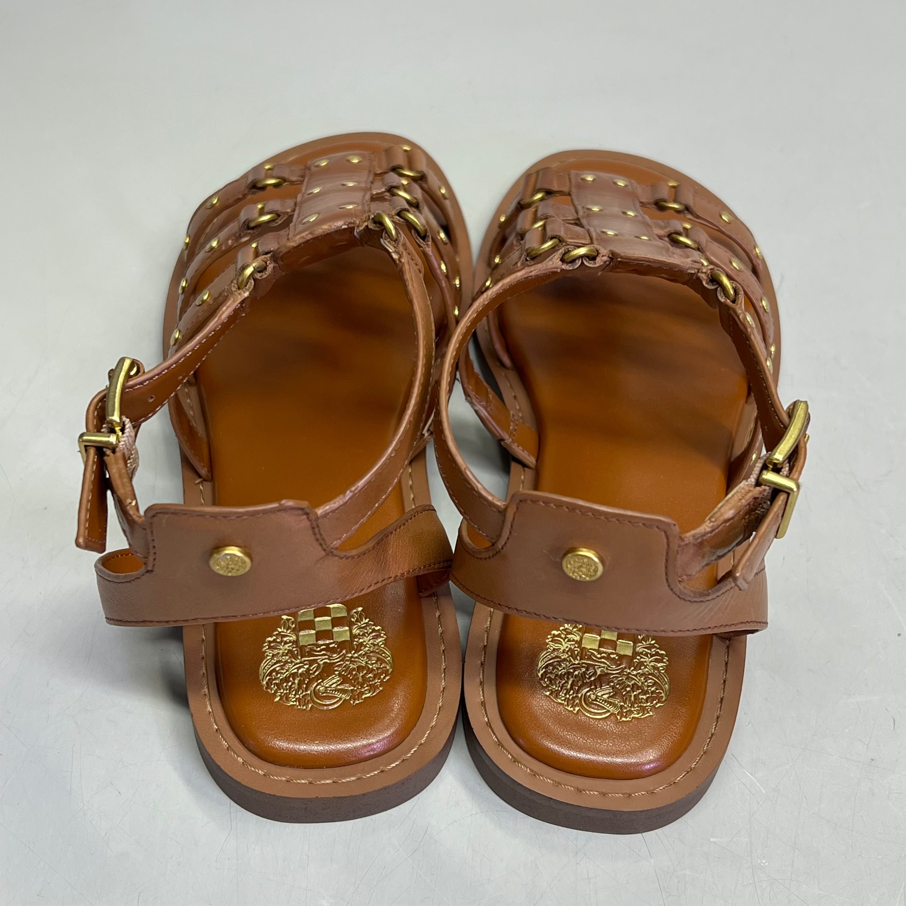 VINCE CAMUTO Leather Studded Gladiator Sandals Women's Sz 9M Caramelo VC-Claira