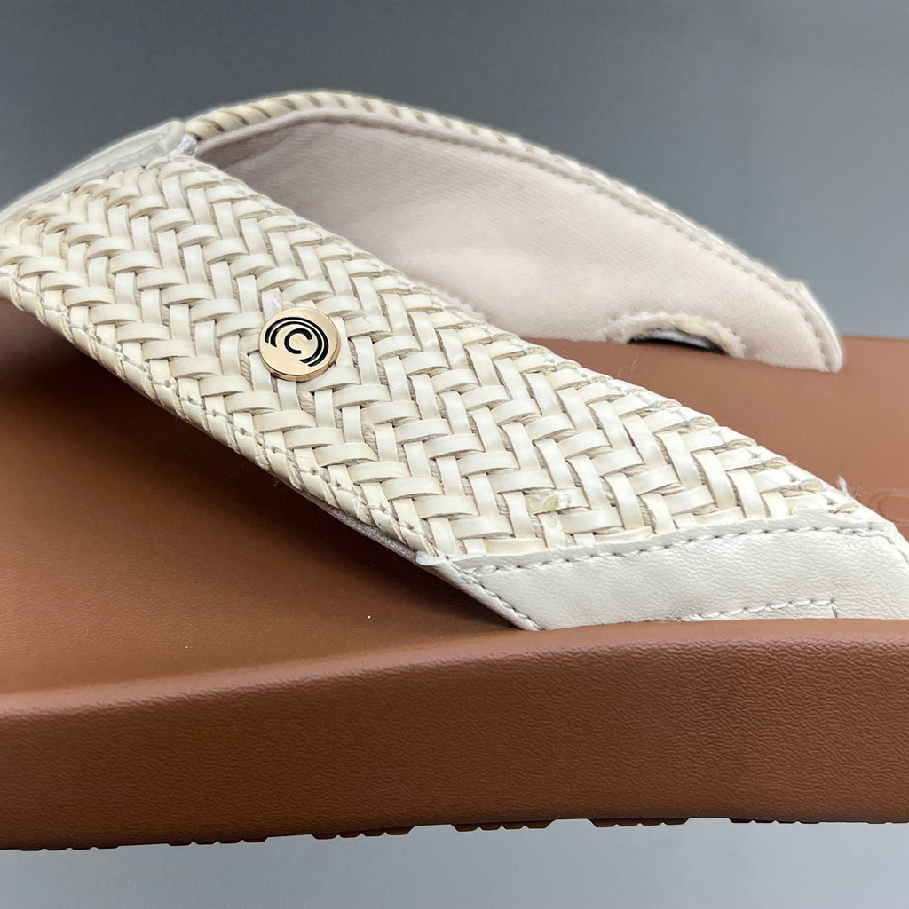 COBIAN Palmilla Braided Synthetic Leather Strap Women's Sz 8 EU 38.5 Cream PAL25-110-8