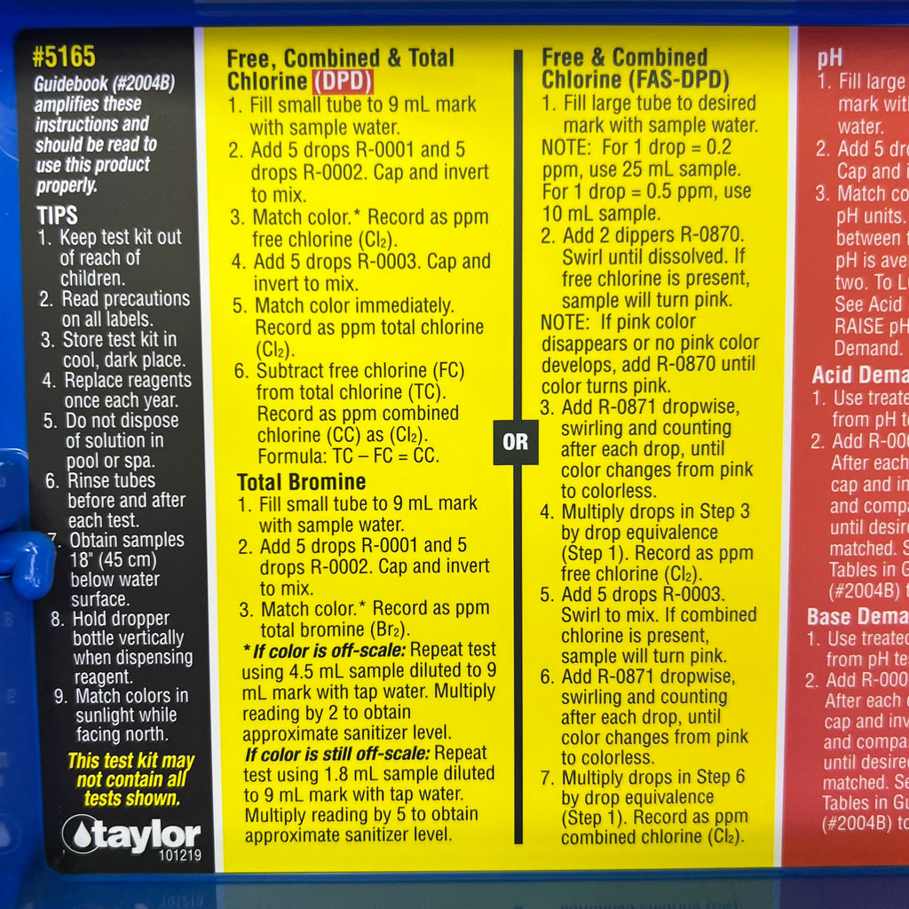 TAYLOR  Easy-To-Kit Complete Swimming Pool Water Testing Kit  Multicolor K-2005