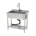 Stainless Steel Freestanding Utility Sink with Pull-Out Faucet
