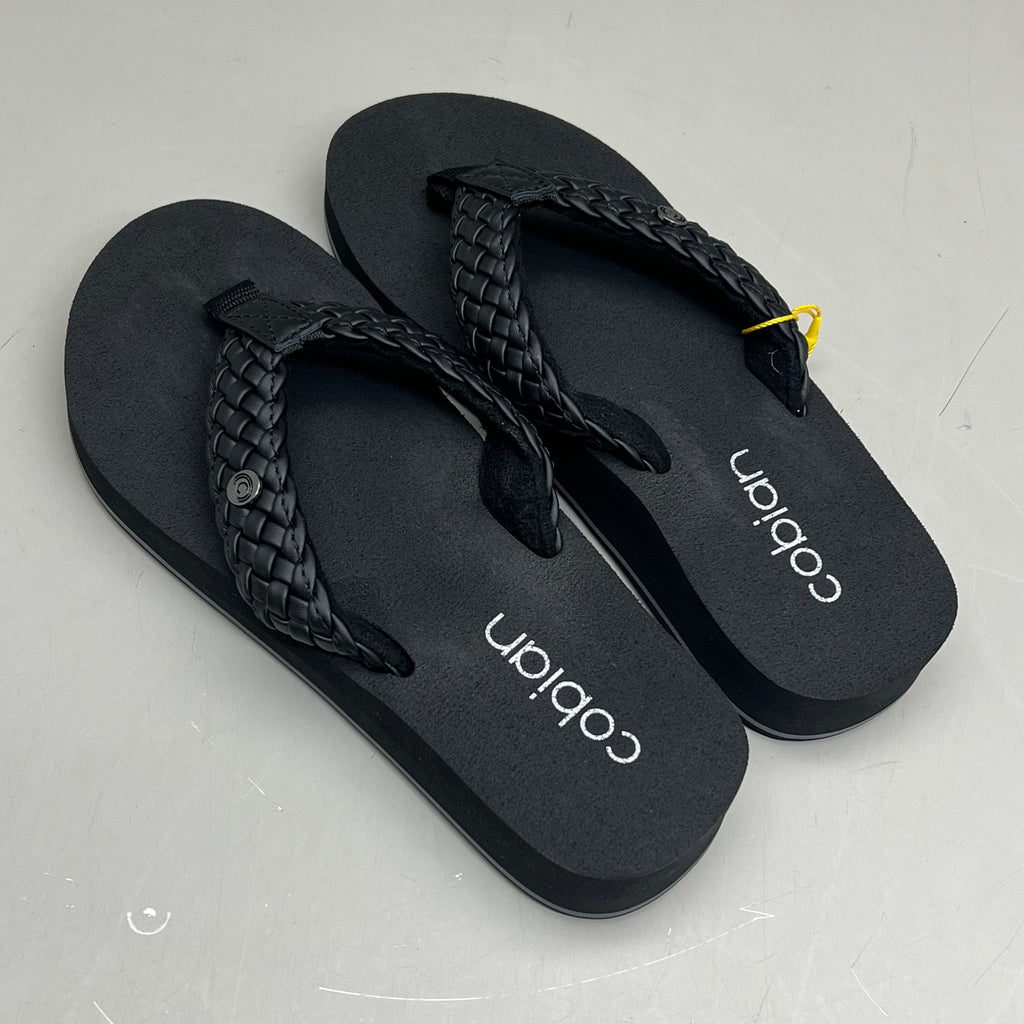 COBIAN Braided Bounce Synthetic Leather Sandals Women's Sz 11 EU 42.5 Black BRB10-001-11
