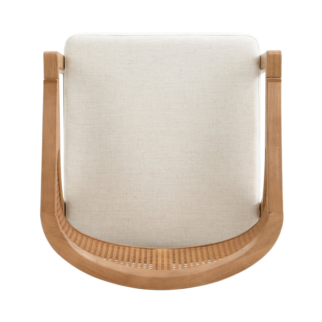 Wooden Frame Counter Stool with Rattan Back - Set of 2