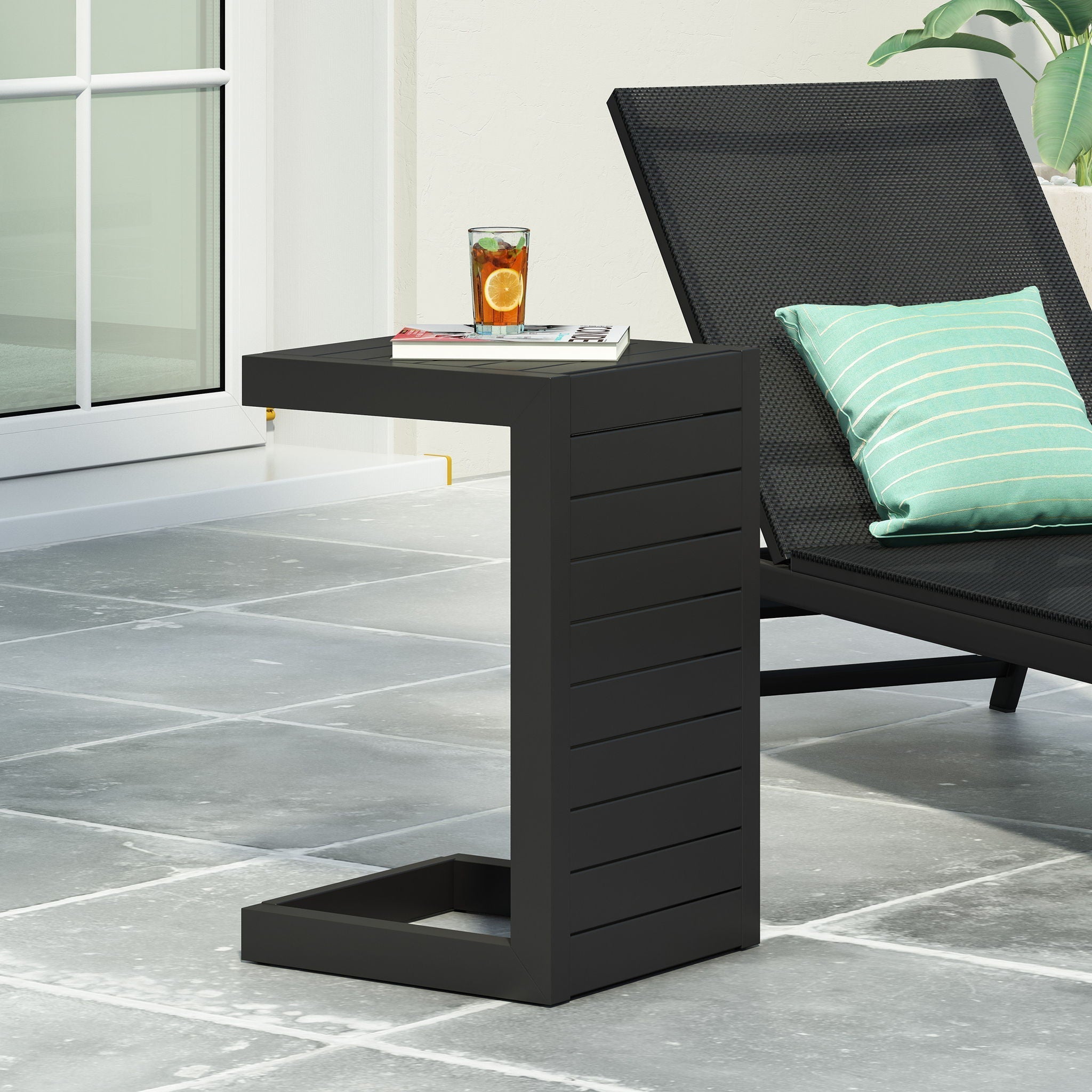 Aluminum Outdoor C-Shaped Side Table for Patio