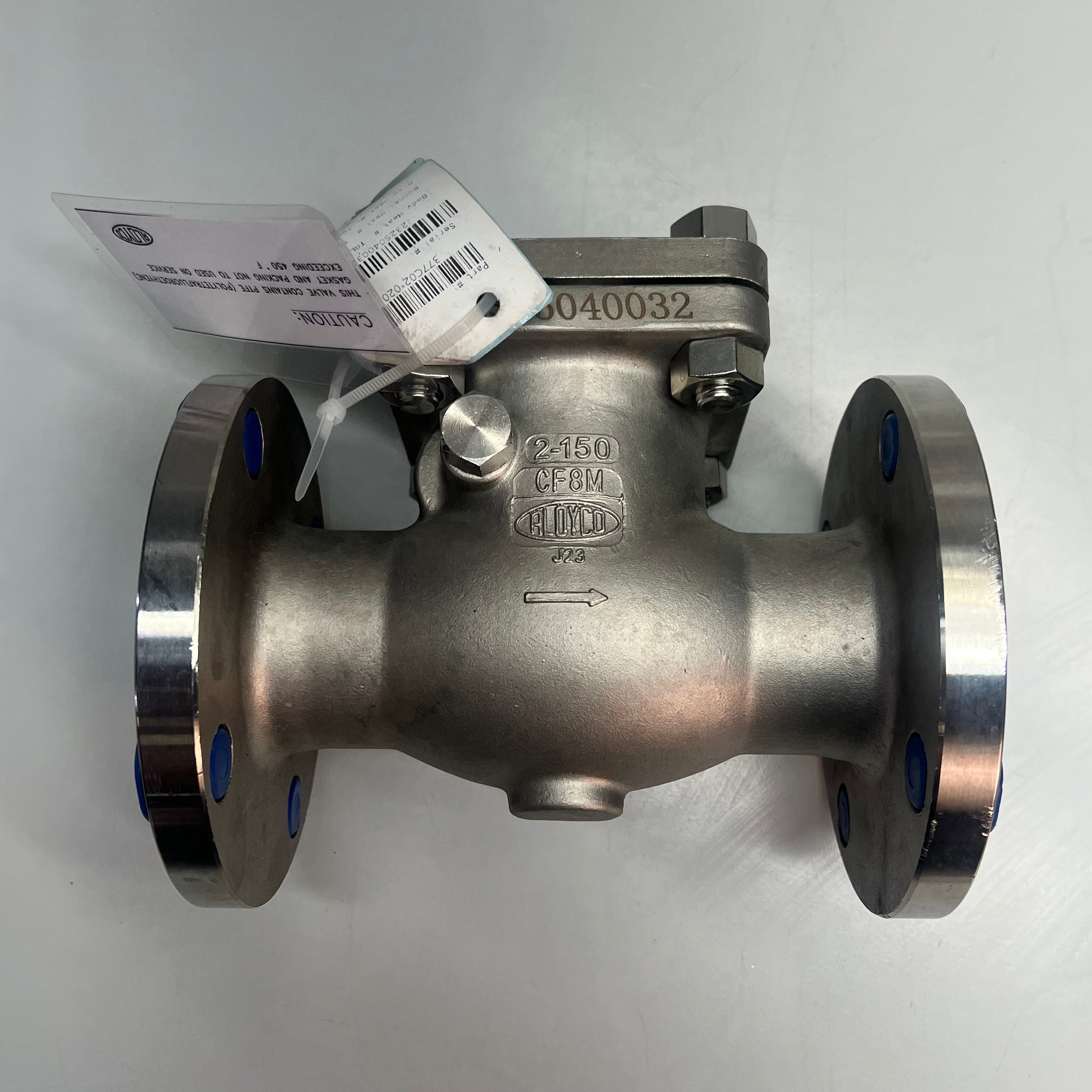ALOYCO Integral Seat Swing Check Valve 150 Flange API Trim 10 316SS 2" 377C02020