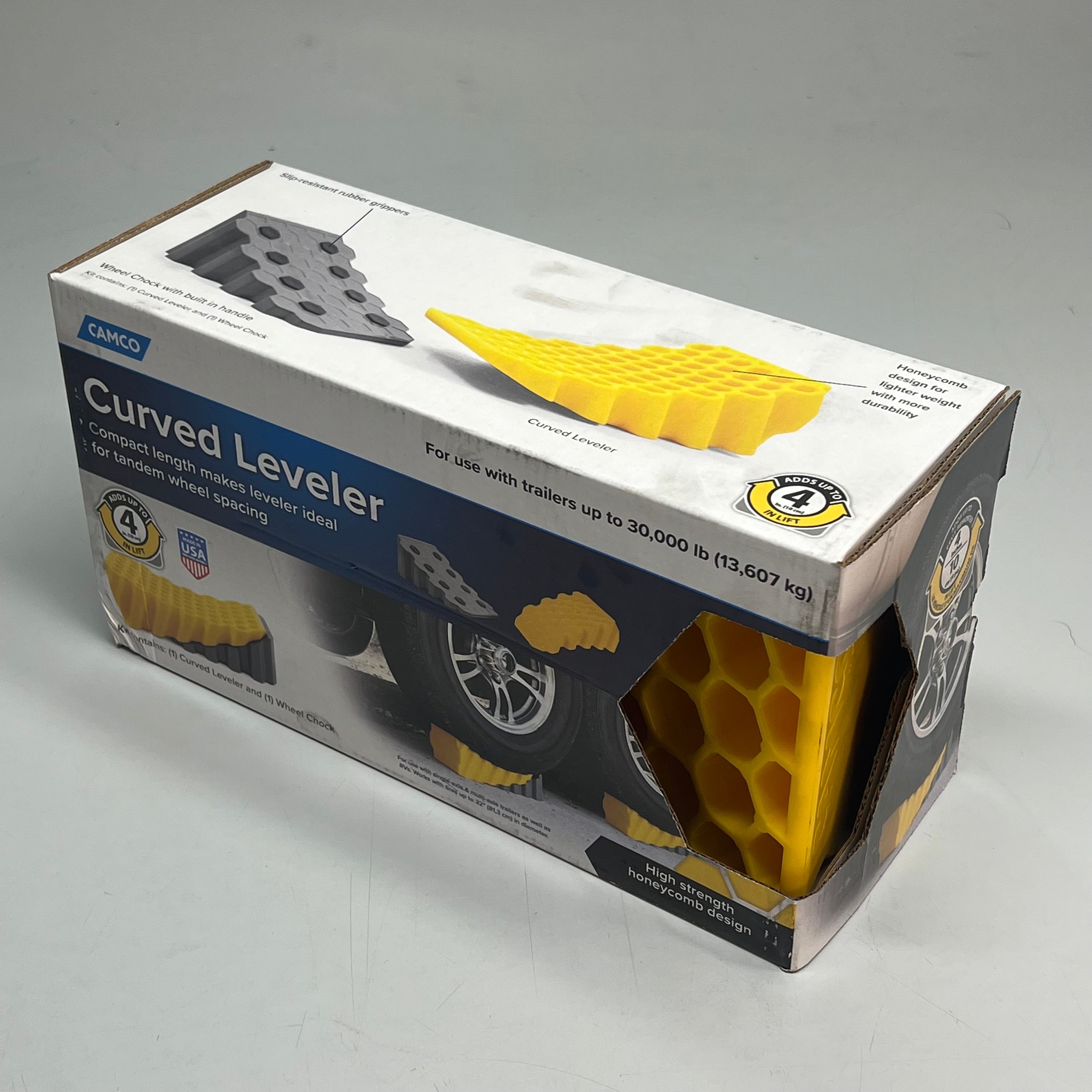 CAMCO Honeycomb Curved Camper/RV Leveler Chock 4" Lift Yellow/Black 44428