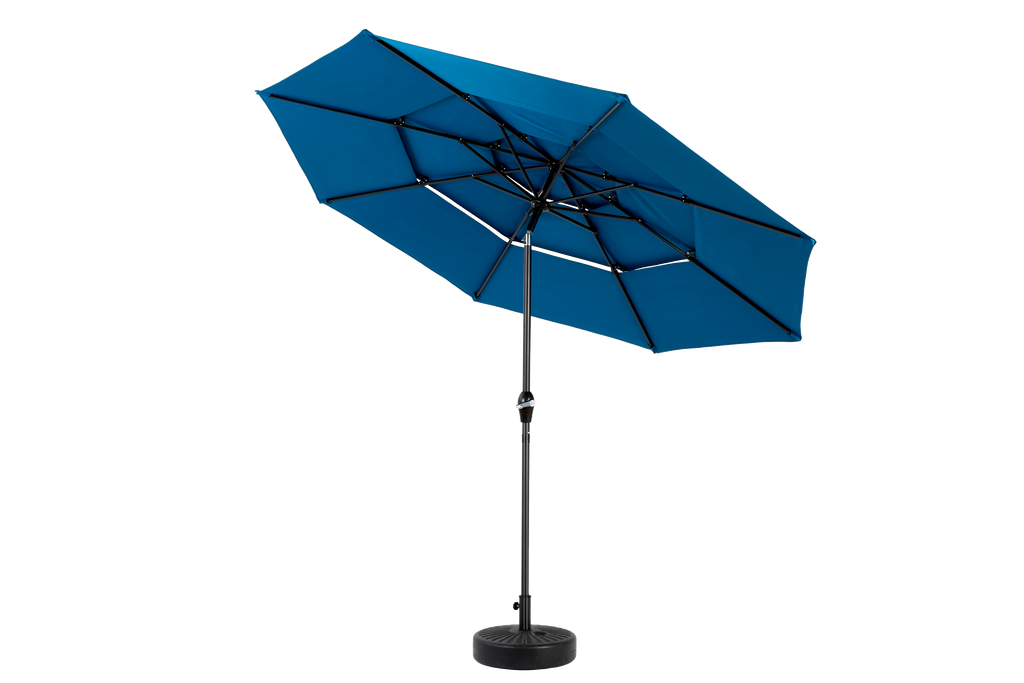 Aluminium 10ft 3 Tier Auto-tilt Outdoor Patio Umbrella - Dark Blue