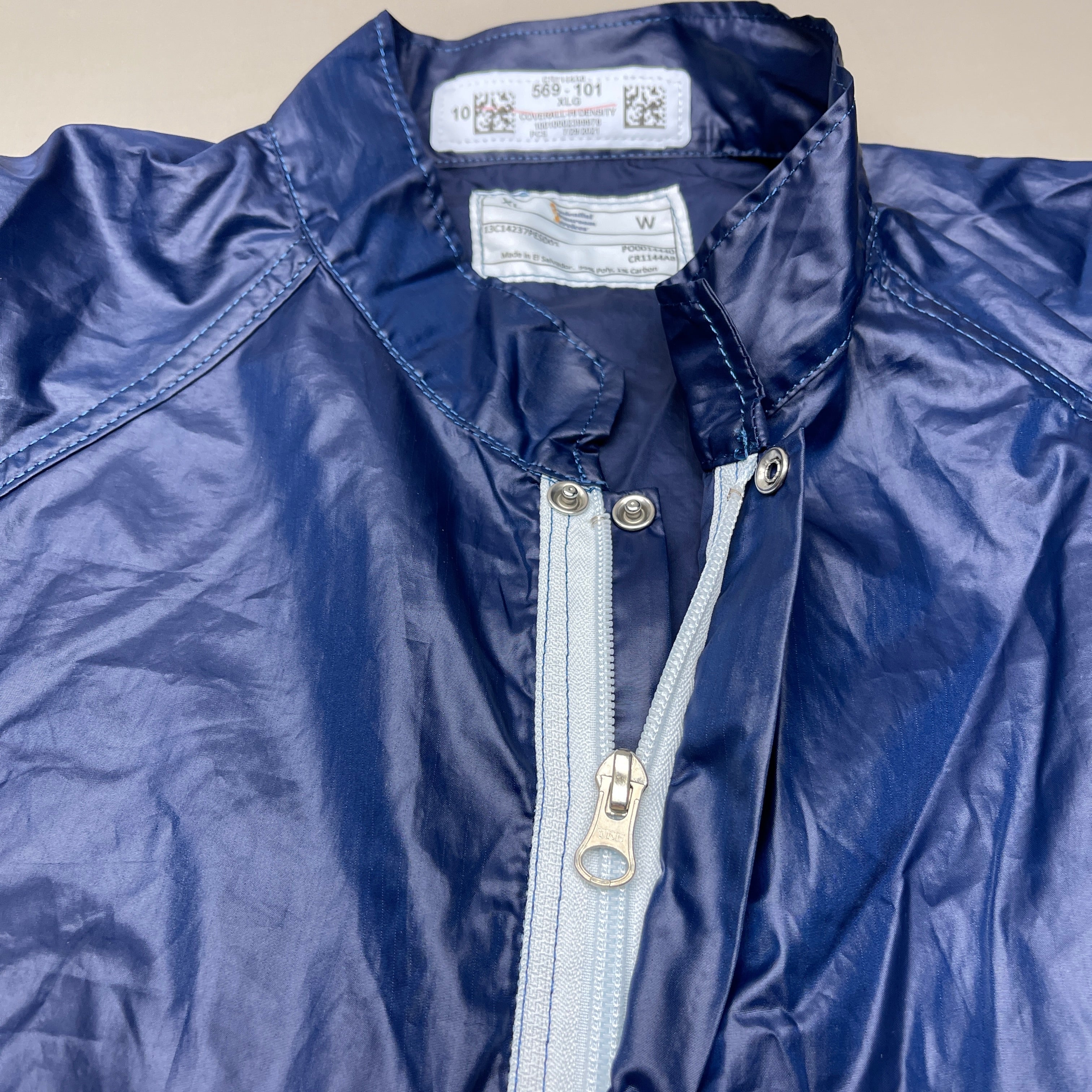 PRUDENTIAL Clean Room Service Hi Density Coverall SZ XL Blue (New) 569-101