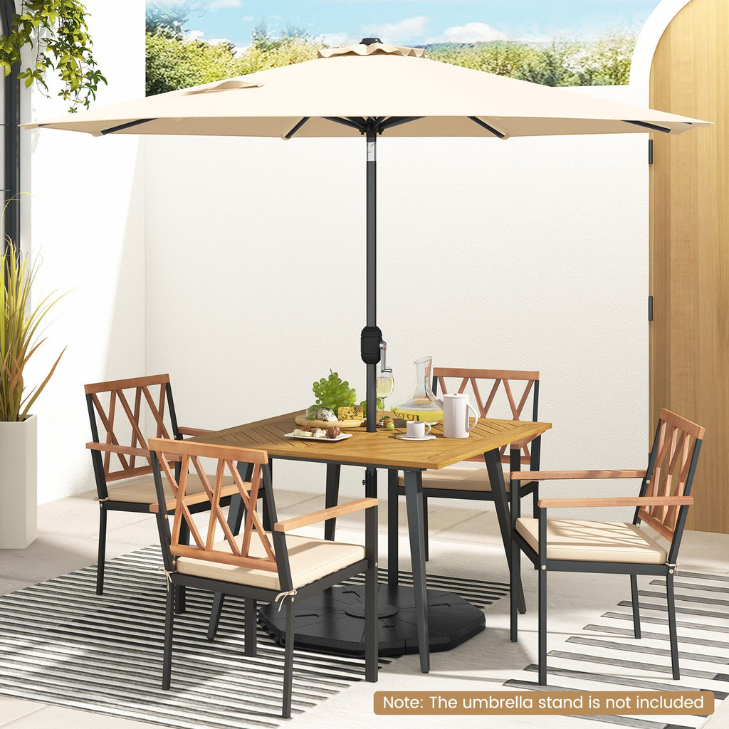 9 FT Outdoor Market Patio Table Umbrella Push Button Tilt Crank Lift-gray