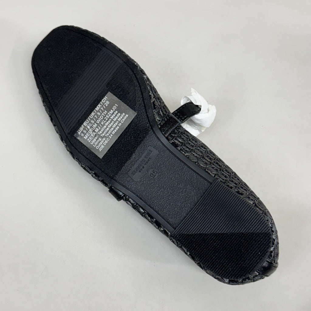KENNETH COLE New York Zeta Raffia Jewel Jane Flat Women's Sz 9.5 Black KL25ZMJ01