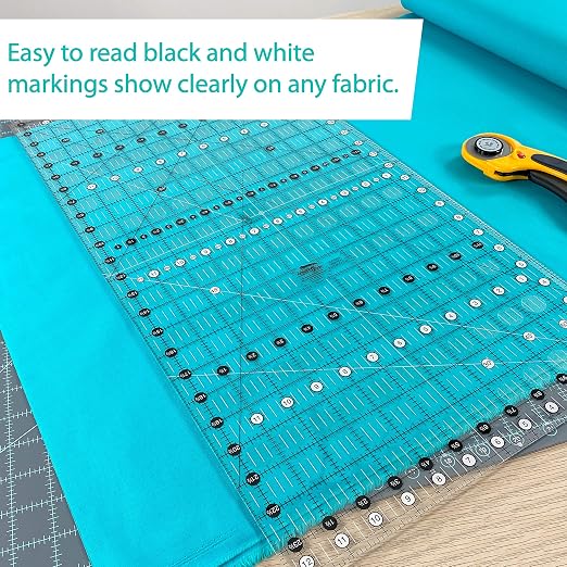 Creative Grids Quilt Ruler 12-1/2in x 24-1/2in Rectangle – CGR1224 – Made in USA, Non-Slip Grip Acrylic Quilting, Sewing, Crafting, Patchwork Ruler for Measuring & Cutting Fabric