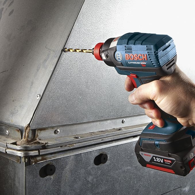 BOSCH TI2151IM 1-Piece 3/8 in. x 5 in. Titanium Nitride Coated Metal Drill Bit Impact Toughwith Impact-Rated Hex Shank for Applications in Heavy-Gauge Carbon Steels, Light Gauge Metal, Hardwood