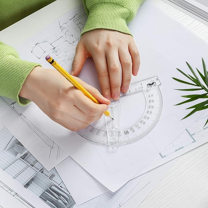 Mr. Pen- Protractor Set, 3 Pack, 6" Swing Arm Protractors, Clear Plastic Protractor Set for Accurate Angle Measurement, Geometry, Math, Drafting, Classroom & Technical Drawing