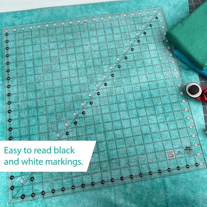 Creative Grids Quilt Ruler 20-1/2in x 20-1/2in Square – CGR20 – Made in USA, Non-Slip Grip Acrylic Quilting, Sewing, Crafting, Patchwork Ruler for Measuring & Cutting Fabric