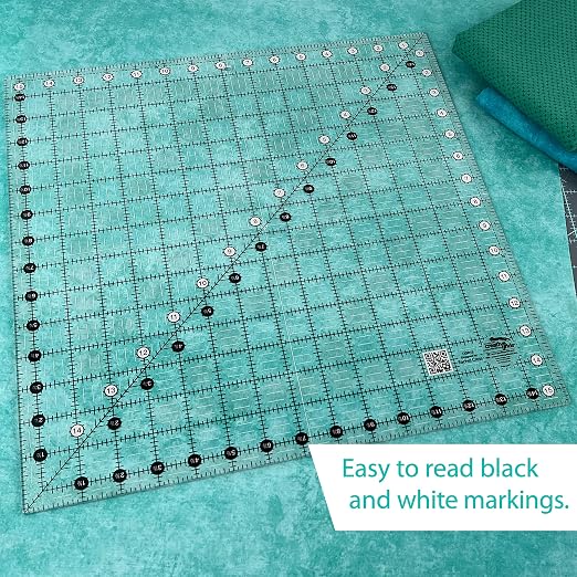 Creative Grids Quilt Ruler 15-1/2in x 15-1/2in Square – CGR15 – Made in USA, Non-Slip Grip Acrylic Quilting, Sewing, Crafting, Patchwork Ruler for Measuring & Cutting Fabric