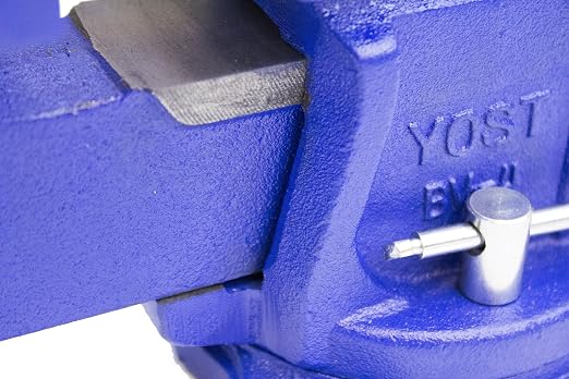 Yost Vises Tool 4-Inch Workshop Duty Bench Vise, Model BV-4, with 120-Degree Swivel Base, Blue