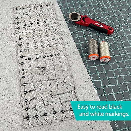 Creative Grids Quilt Ruler 6-1/2in x 18-1/2in Rectangle – CGR18 – Made in USA, Non-Slip Grip Acrylic Quilting, Sewing, Crafting, Patchwork Ruler for Measuring & Cutting Fabric