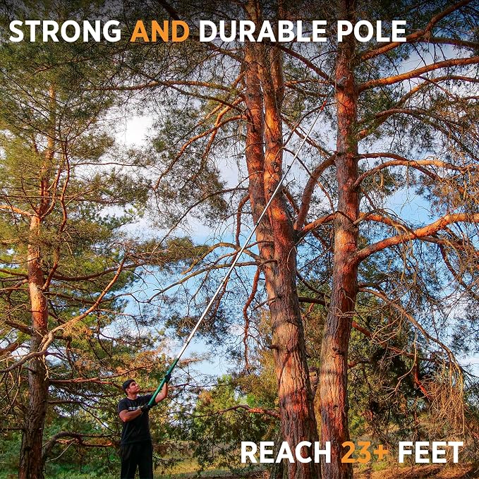 StartPro 23ft Reach Tree Pruning Saw, Telescopic Manual Lightweight Extendable 18ft Pole Saw with Sharp Carbon-Enriched Blade for Efficient Tree Maintenance and High-Reach Branch Cutting.