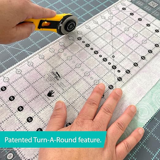 Creative Grids Quilt Ruler 6-1/2in x 24-1/2in Rectangle - CGR24LEFT – Made in USA, Non-Slip Grip Acrylic Quilting, Sewing, Crafting, Patchwork Ruler for Measuring & Cutting Fabric