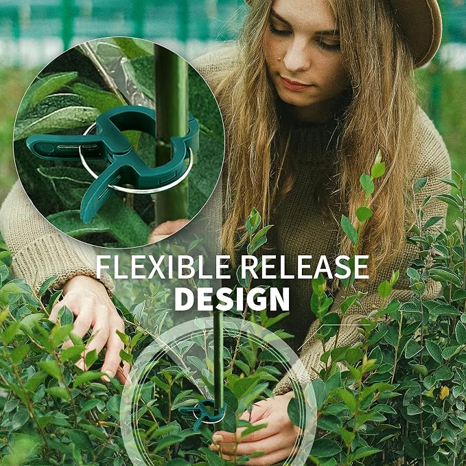 Ram-Pro 20 Piece Green Gentle Gardening Plant & Flower Lever Loop Gripper Clips, Tool for Supporting or Straightening Plant Stems, Stalks, and Vines, Garden Clips