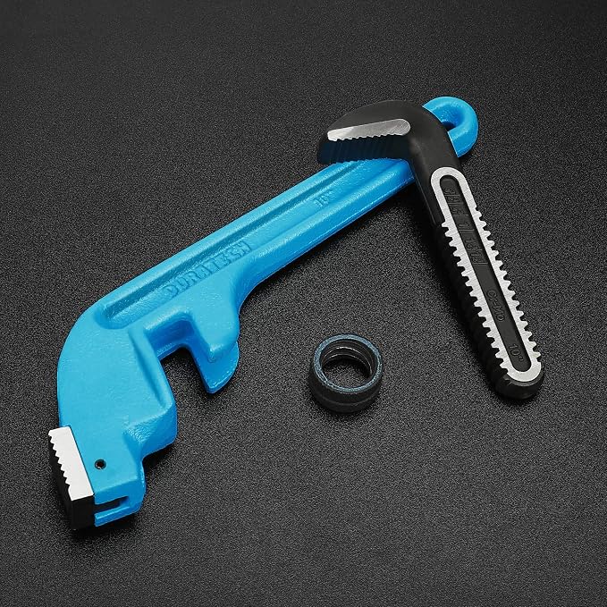 DURATECH 10-Inch Offset Pipe Wrench, Adjustable Plumbing Wrench | Heavy Duty End Pipe Wrench, Cast Iron Handle