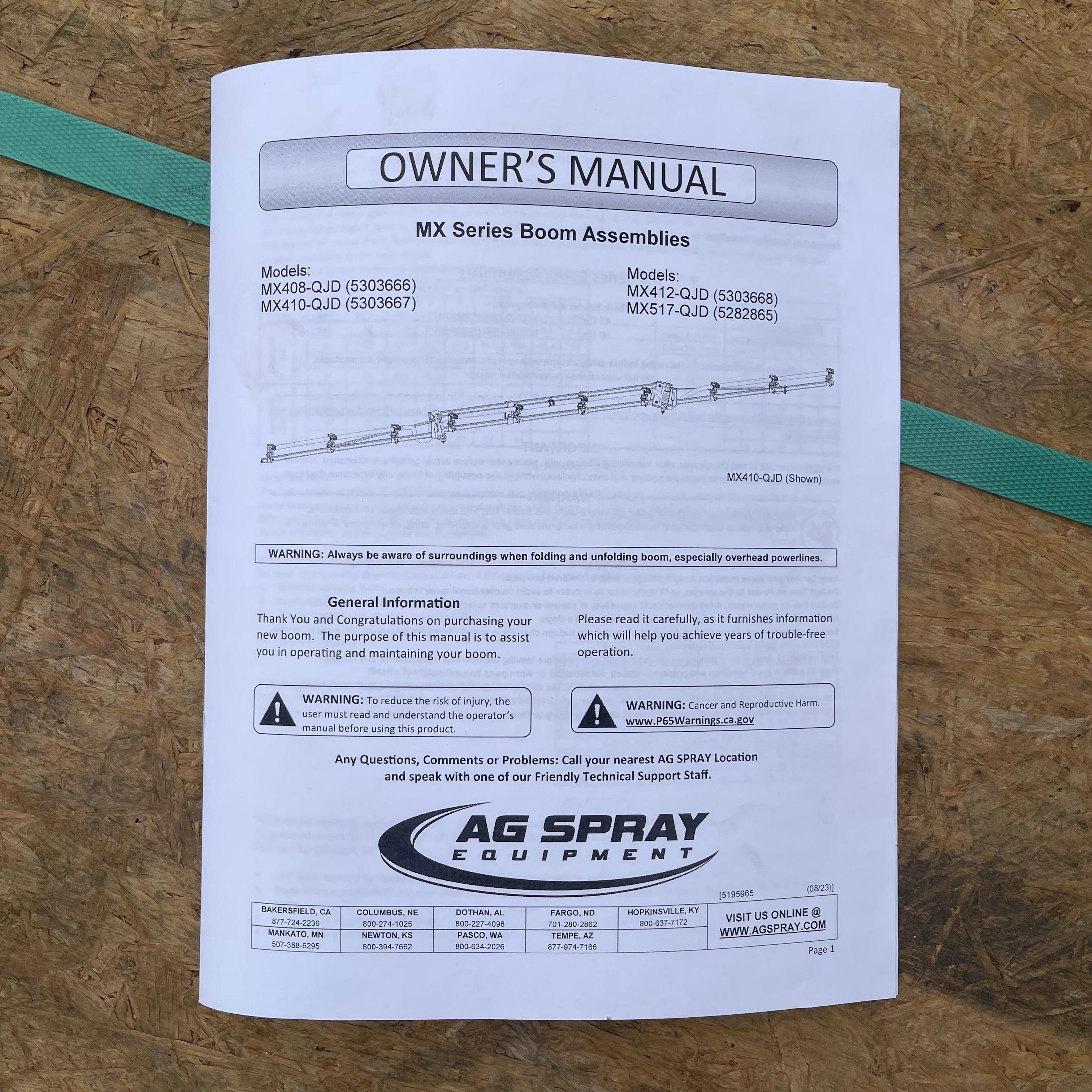 Z@ AG SPRAY Boom Kit MX412-QJD (AS-IS)