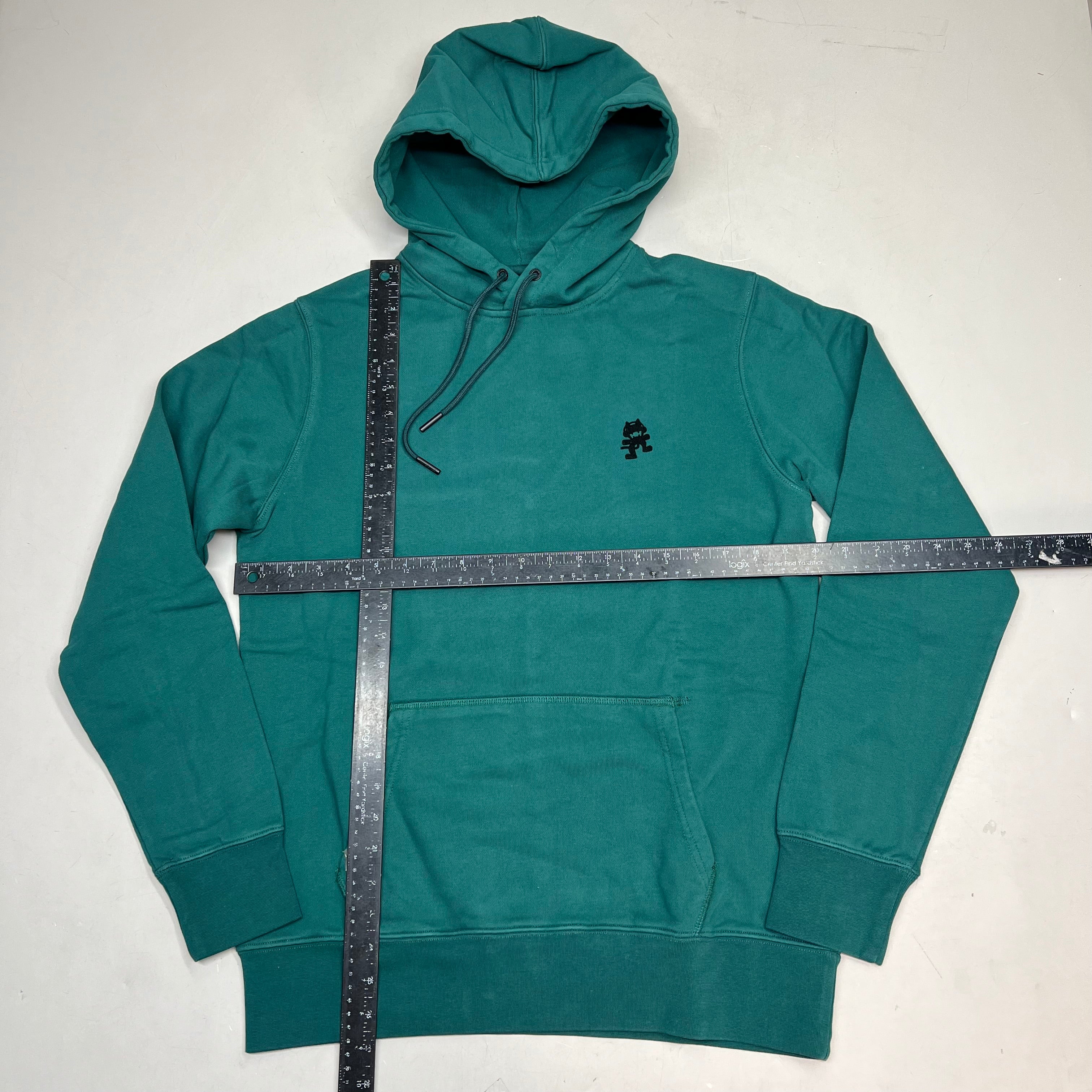 MONSTERCAT Hooded Drawstring Sweatshirt W/ Velvet Logo Men's Sz S Emerald Green