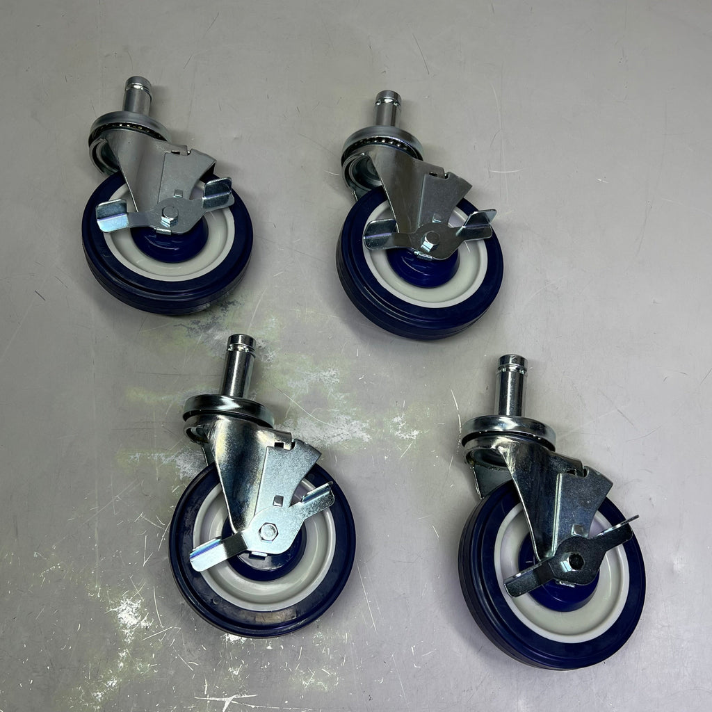 FOCUS (SET OF 4) Swivel Stem Caster W/ Brake Wheels 5" 250lb Load Cap FSCAST5B