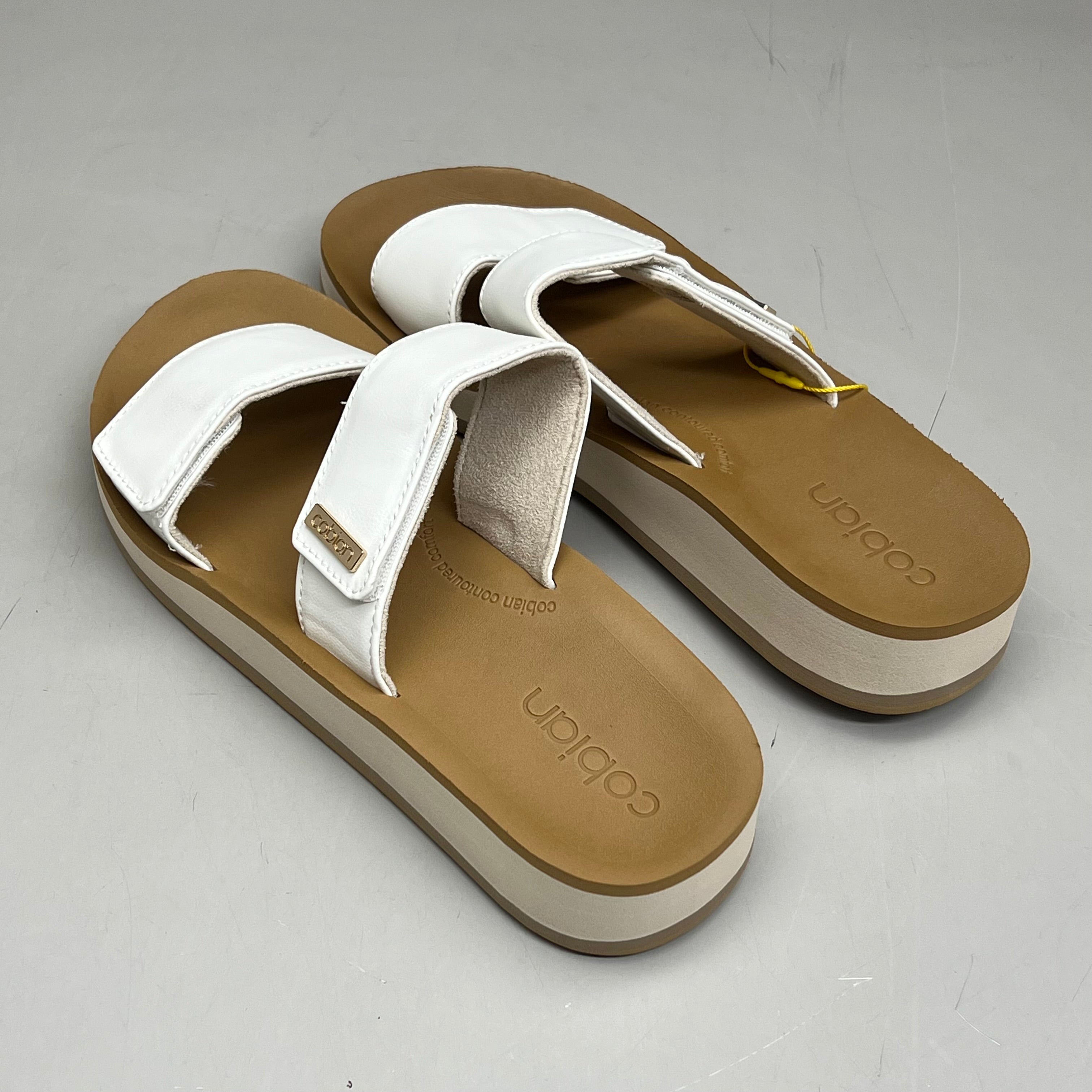 COBIAN Dana Rise Elevated Flatform Style Slide Women's Sz 6 White DNA24-100-06