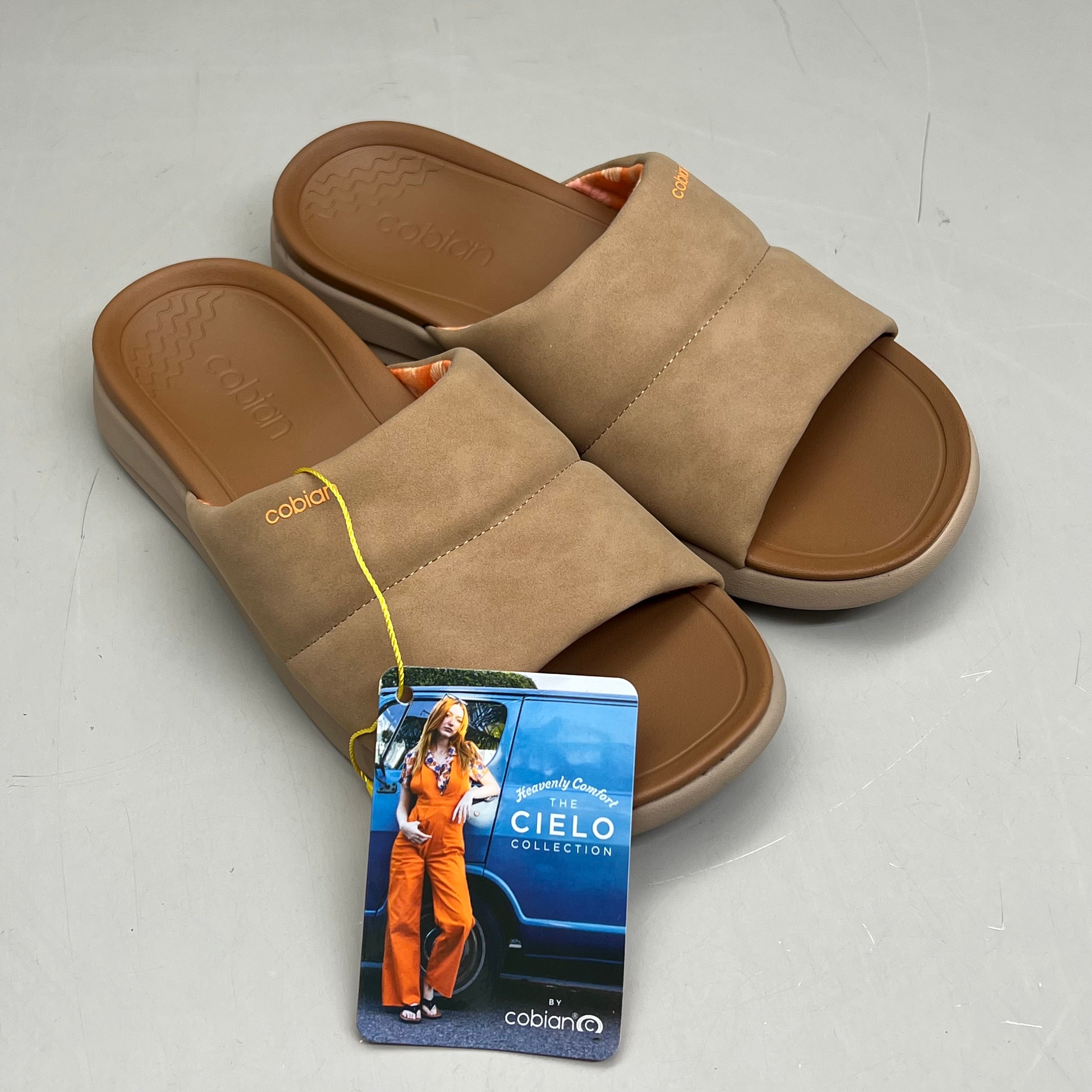COBIAN Tolula Slide Enhanced Cushion Suede Strap Women's Sz 9 Tan TOL24-230-09