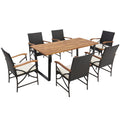 7 Pieces Patio Rattan Dining Set with Umbrella Hole-L