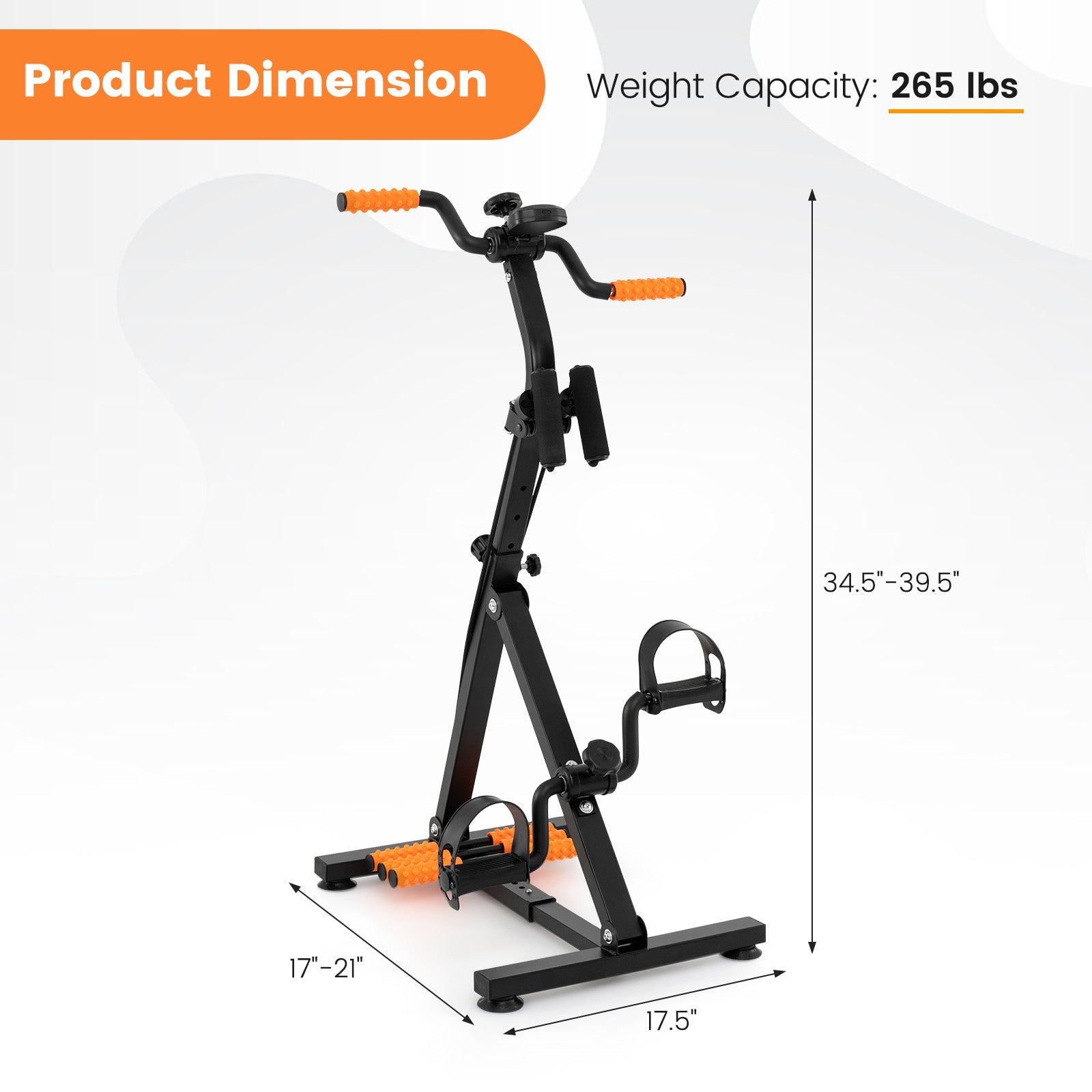 Adjustable LCD Pedal Exercise Bike with Massage-Yellow