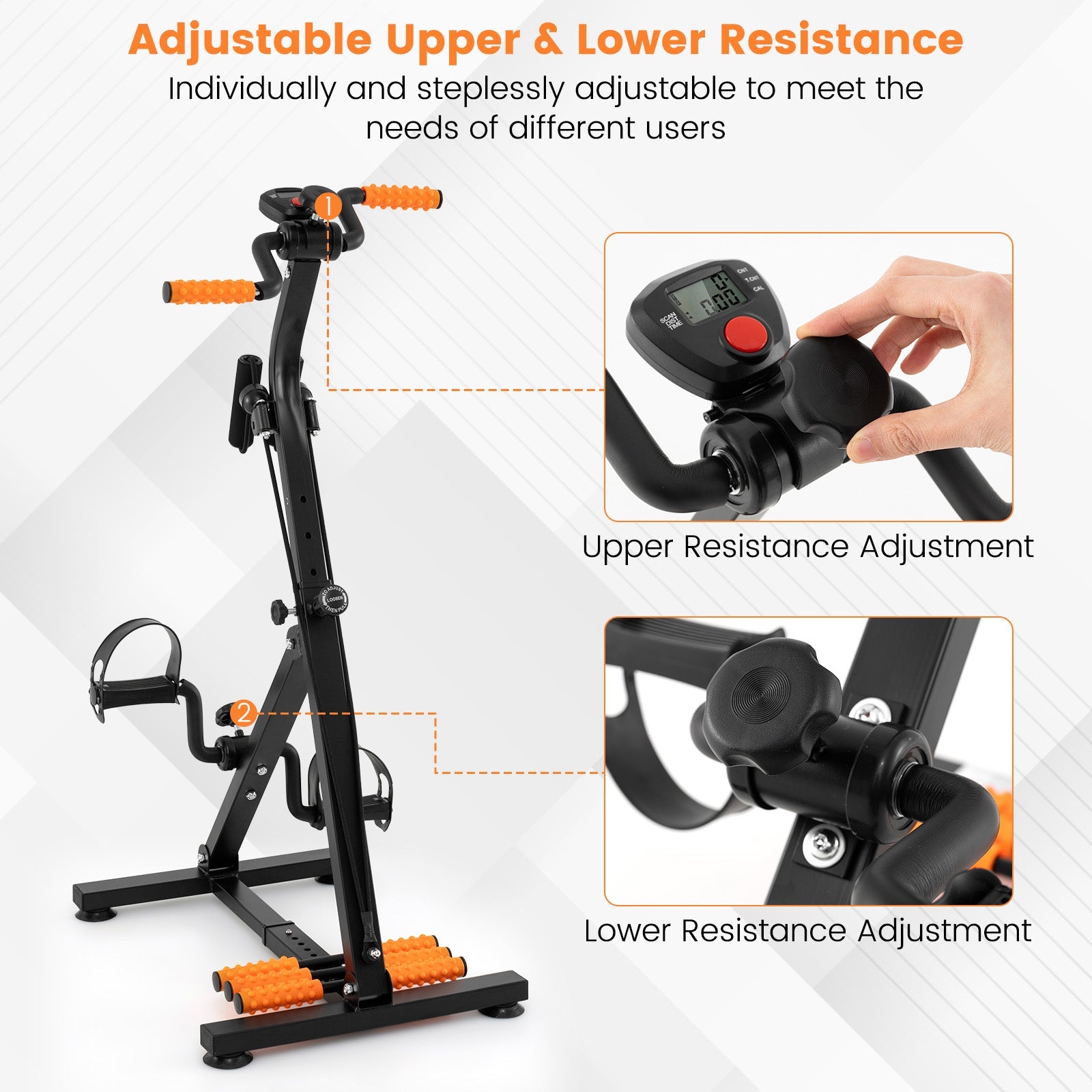 Adjustable LCD Pedal Exercise Bike with Massage-Yellow