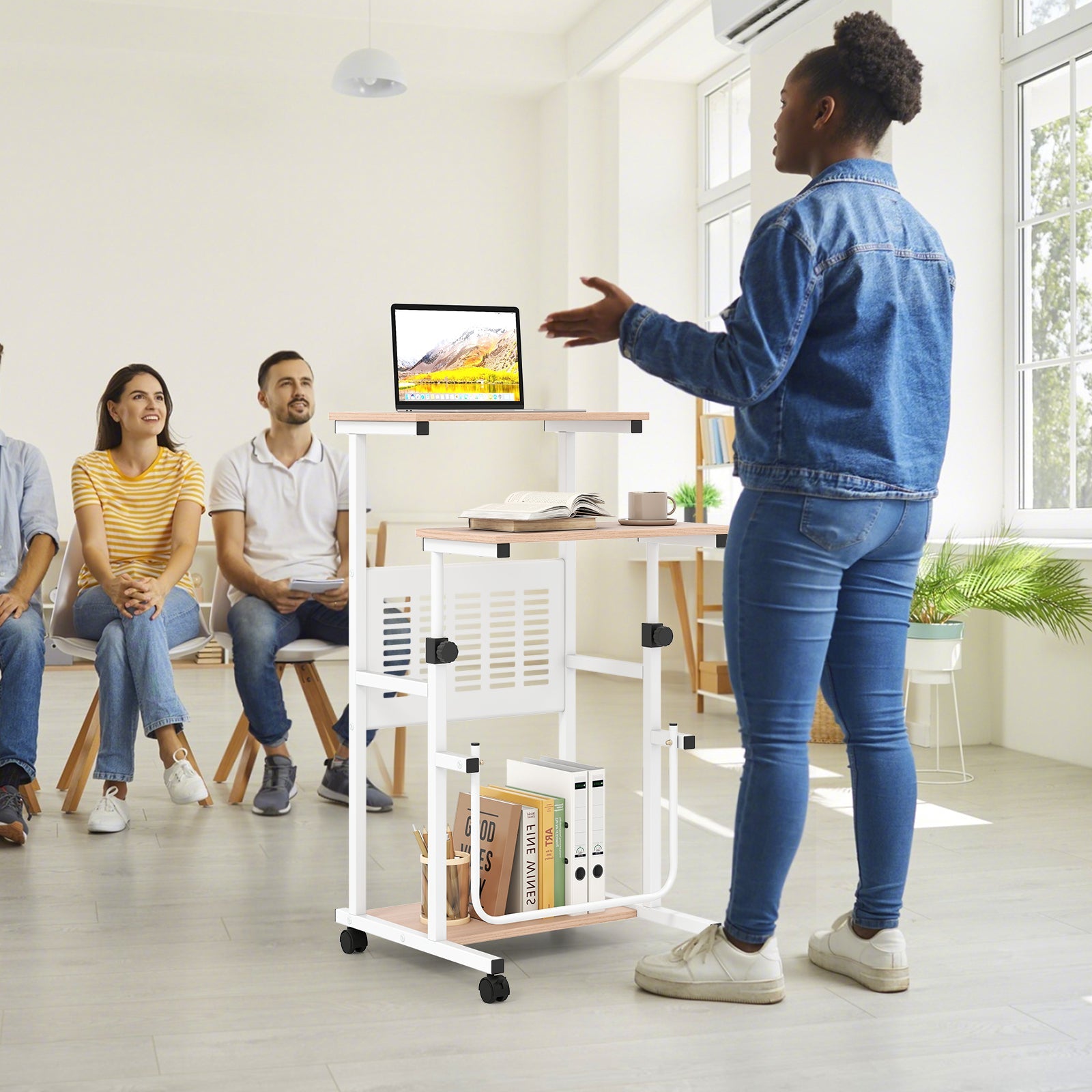 Height Adjustable Mobile Computer Stand